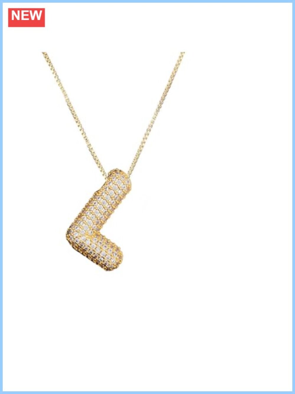 18k Gold Plated Cubic Zirconia Initial Letter Pendant Necklace
